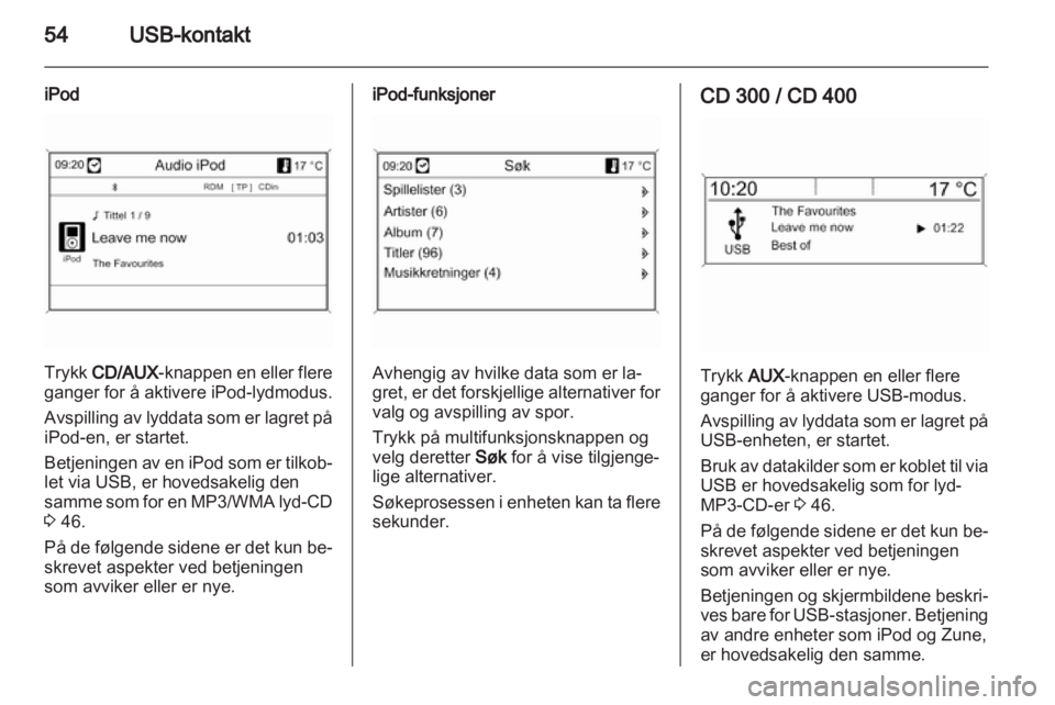 OPEL MERIVA 2012  Brukerhåndbok for infotainmentsystem 