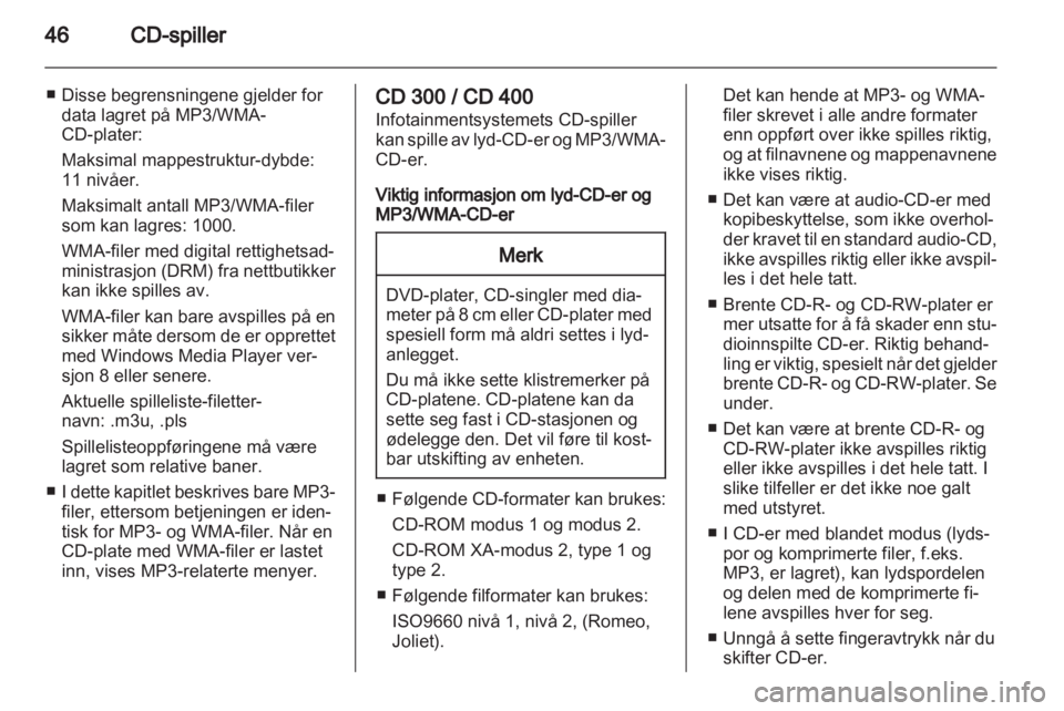 OPEL MERIVA 2012.5  Brukerhåndbok for infotainmentsystem 