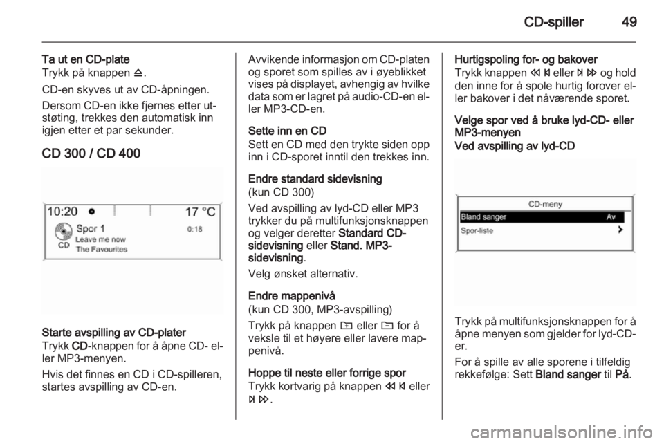 OPEL MERIVA 2012.5  Brukerhåndbok for infotainmentsystem 