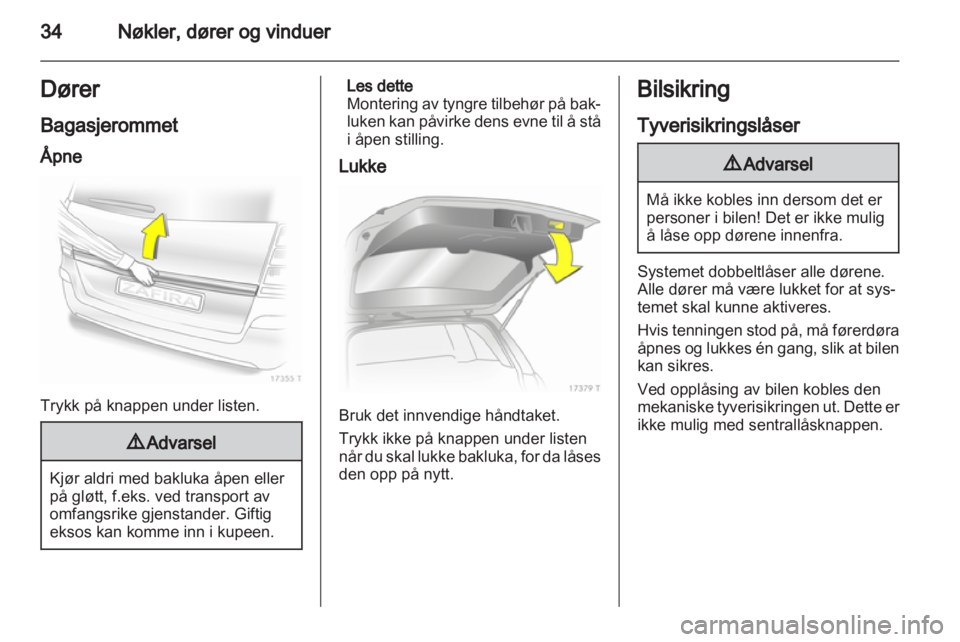 OPEL ZAFIRA 2010  Instruksjonsbok 