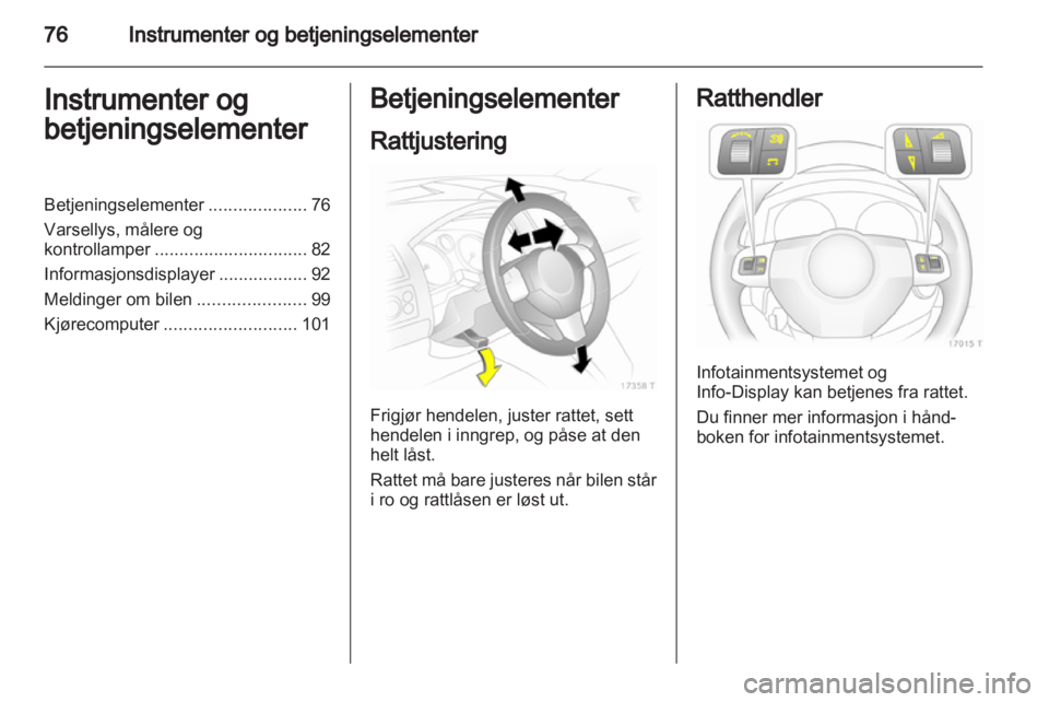 OPEL ZAFIRA 2012  Instruksjonsbok 