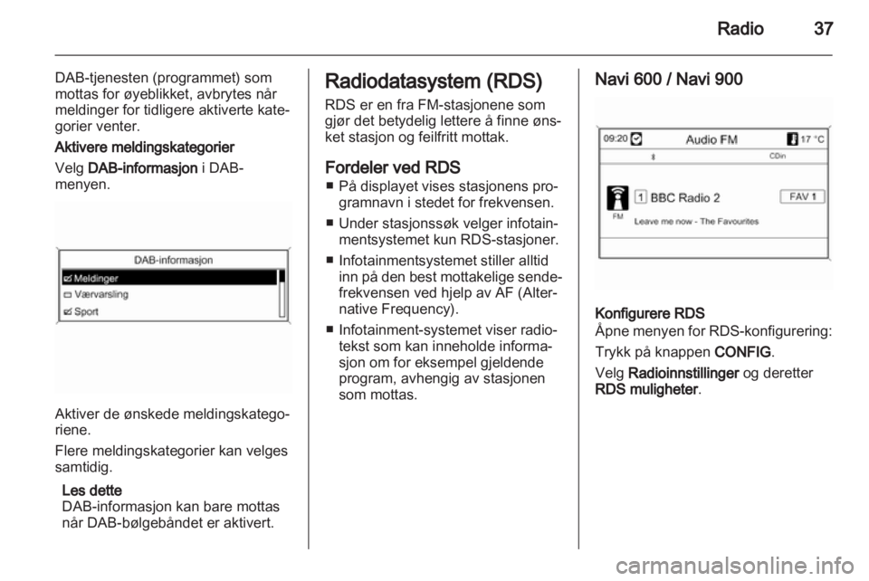 OPEL ZAFIRA C 2013  Brukerhåndbok for infotainmentsystem 