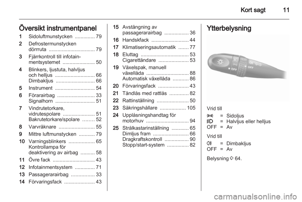 OPEL AGILA 2011  Instruktionsbok 