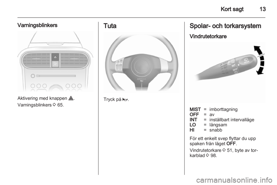 OPEL AGILA 2011  Instruktionsbok 