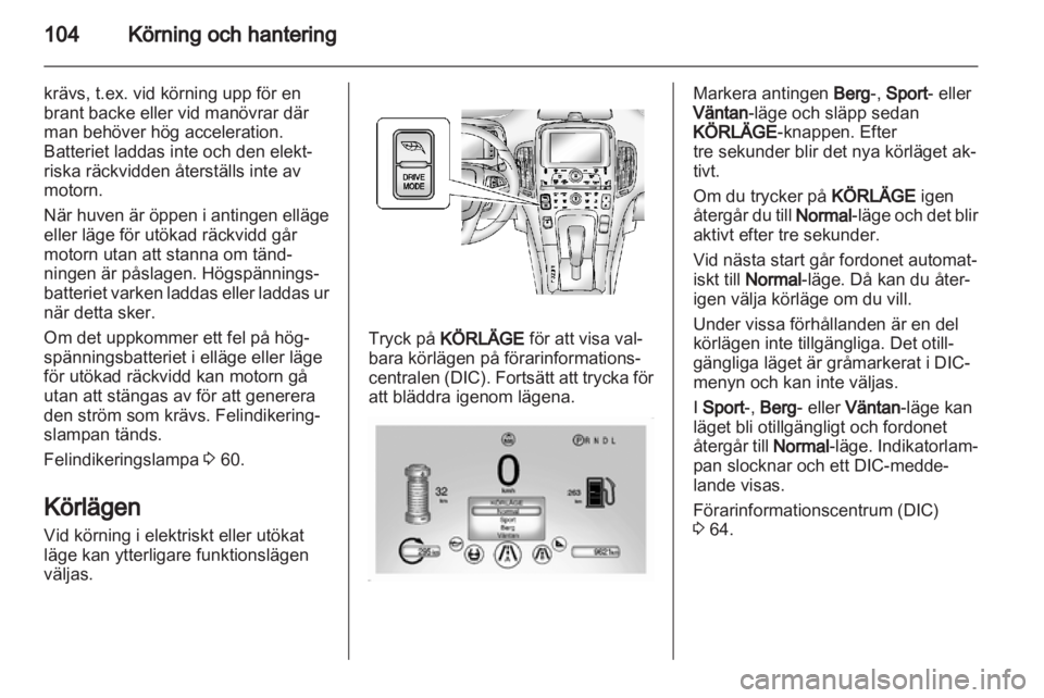 OPEL AMPERA 2012  Instruktionsbok 