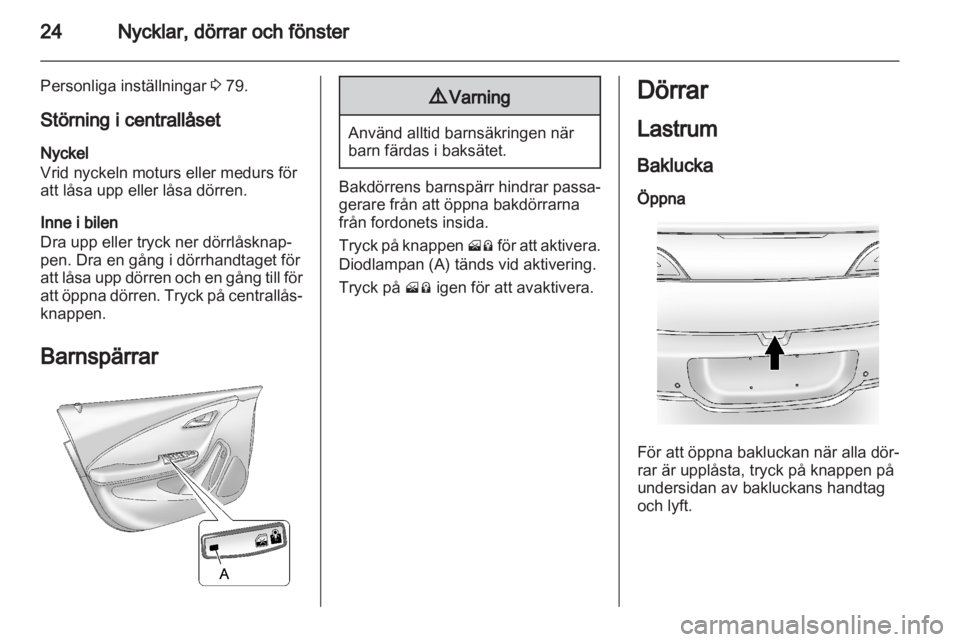 OPEL AMPERA 2012  Instruktionsbok 