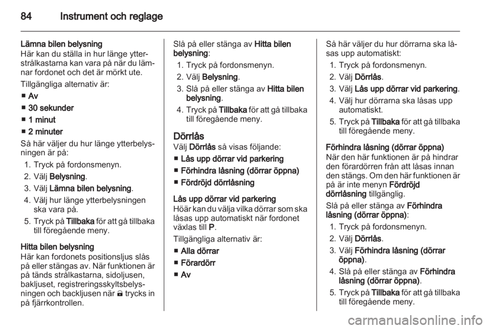 OPEL AMPERA 2012  Instruktionsbok 