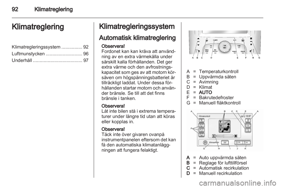 OPEL AMPERA 2012  Instruktionsbok 