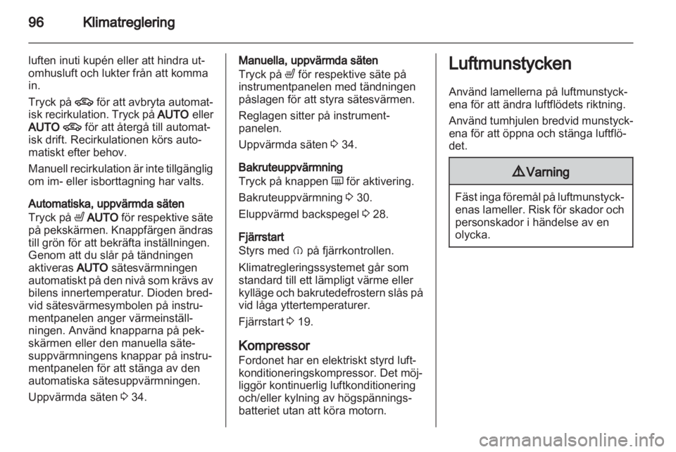 OPEL AMPERA 2012  Instruktionsbok 