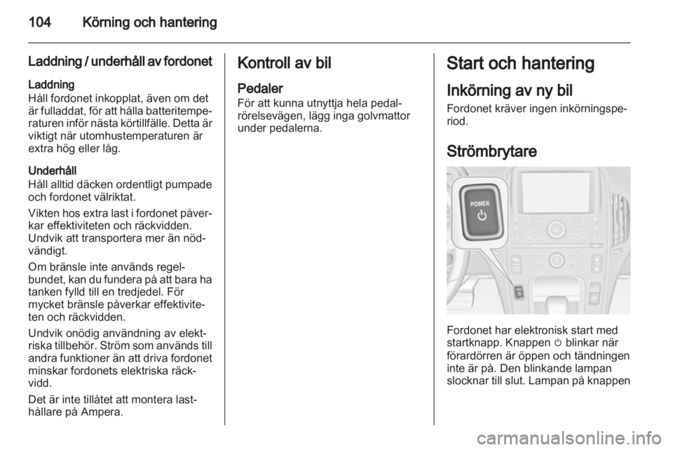 OPEL AMPERA 2013  Instruktionsbok 