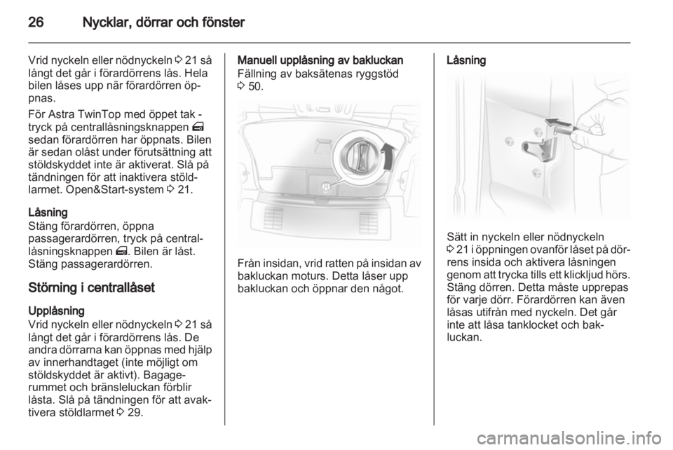 OPEL ASTRA H 2011  Instruktionsbok 