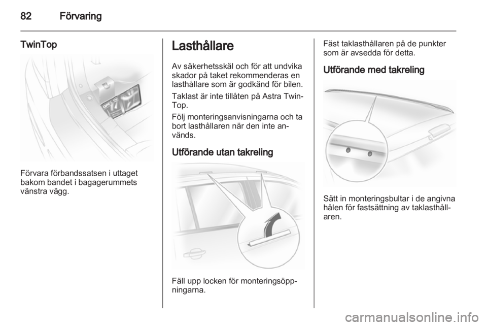 OPEL ASTRA H 2012  Instruktionsbok 