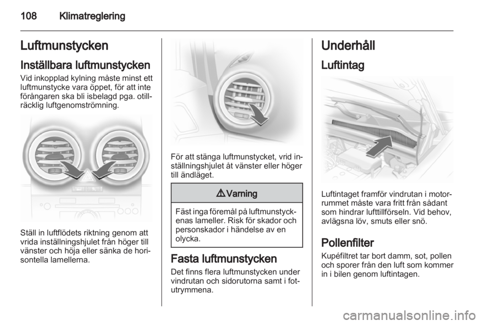 OPEL CORSA 2012  Instruktionsbok 
