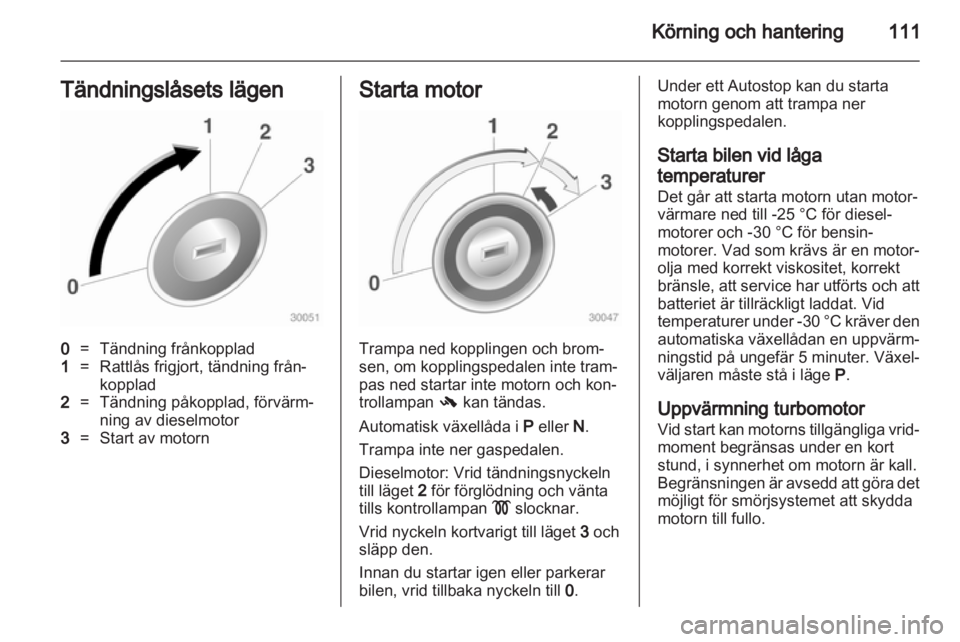 OPEL CORSA 2012  Instruktionsbok 
