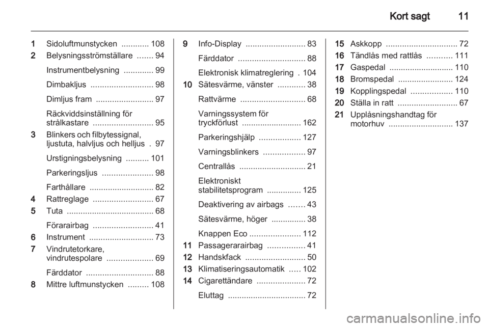 OPEL CORSA 2012  Instruktionsbok 