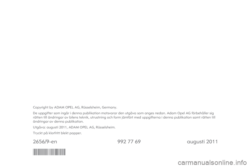 OPEL CORSA 2012  Instruktionsbok 