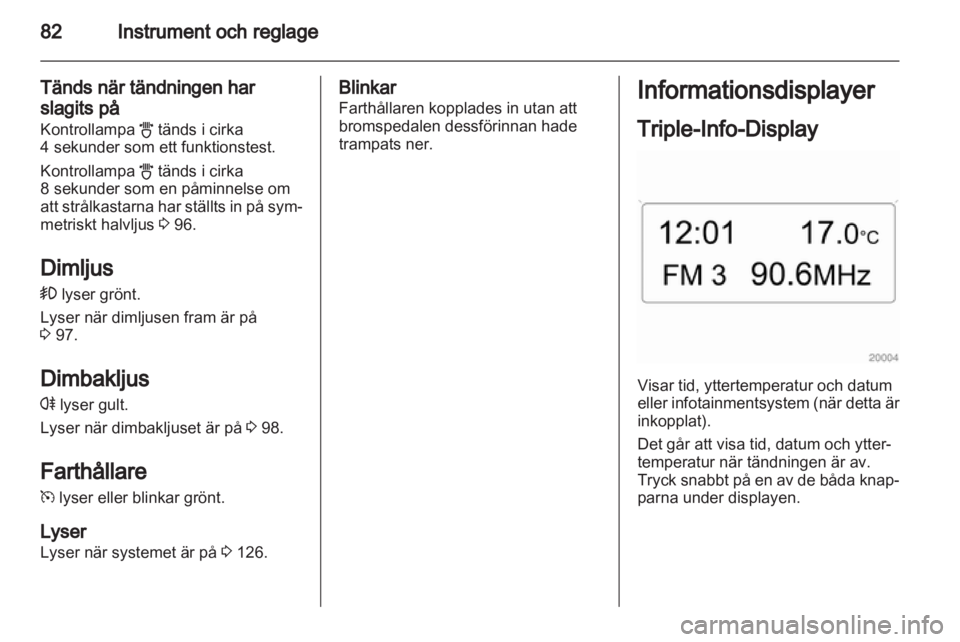 OPEL CORSA 2012  Instruktionsbok 