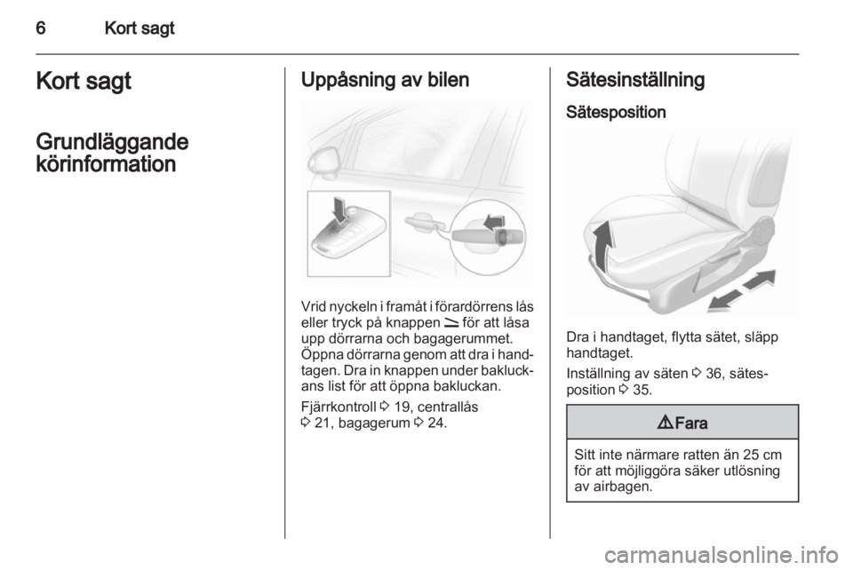 OPEL CORSA 2012.5  Instruktionsbok 