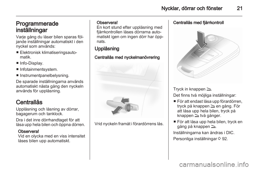 OPEL CORSA 2013  Instruktionsbok 