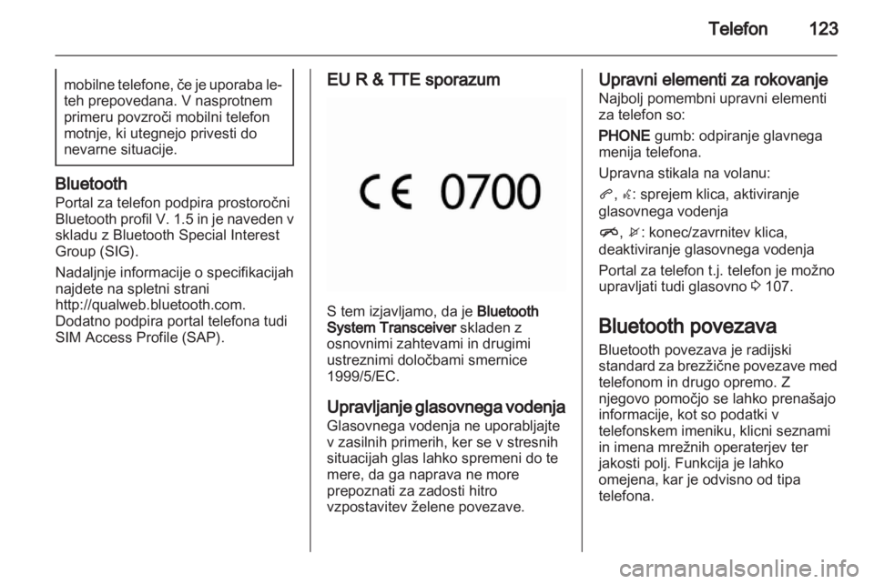 OPEL CASCADA 2013.5  Navodila za uporabo Infotainment sistema 