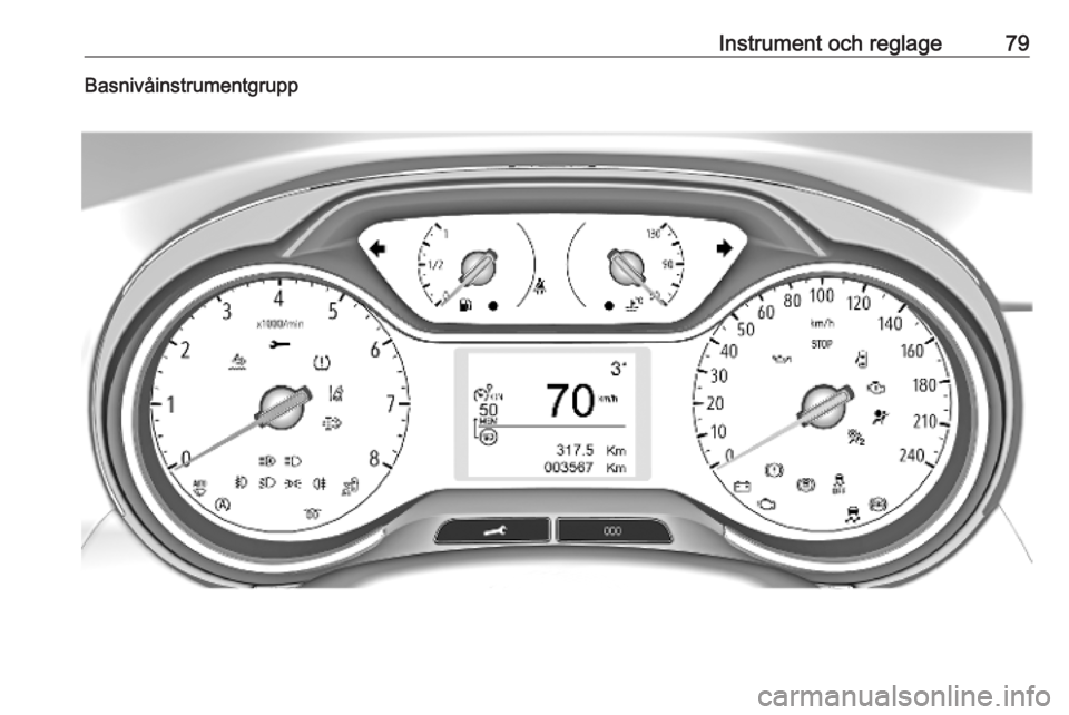 OPEL CROSSLAND X 2018.5  Instruktionsbok Instrument och reglage79Basnivåinstrumentgrupp 