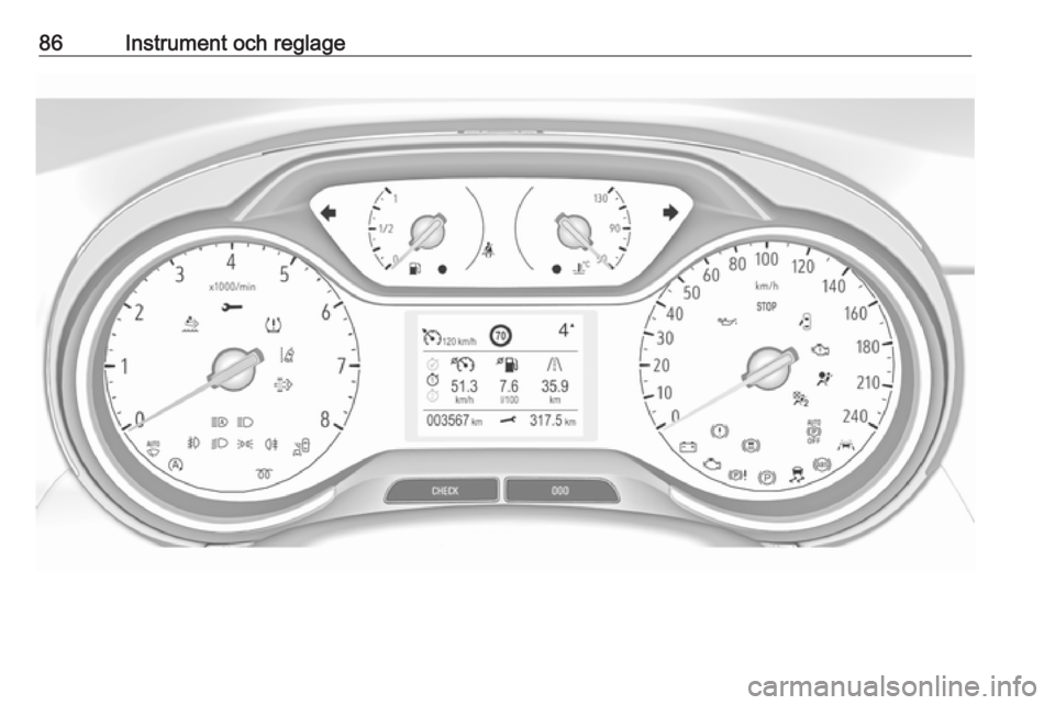 OPEL GRANDLAND X 2018.75  Instruktionsbok 86Instrument och reglage 