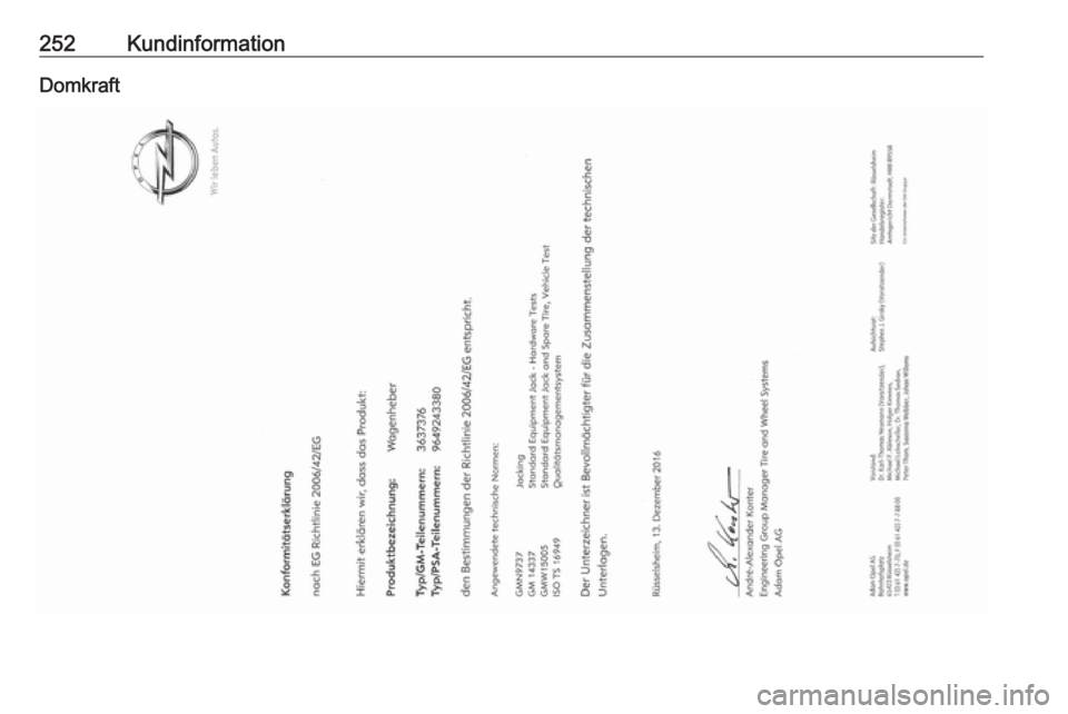 OPEL GRANDLAND X 2019.75  Instruktionsbok 252KundinformationDomkraft 