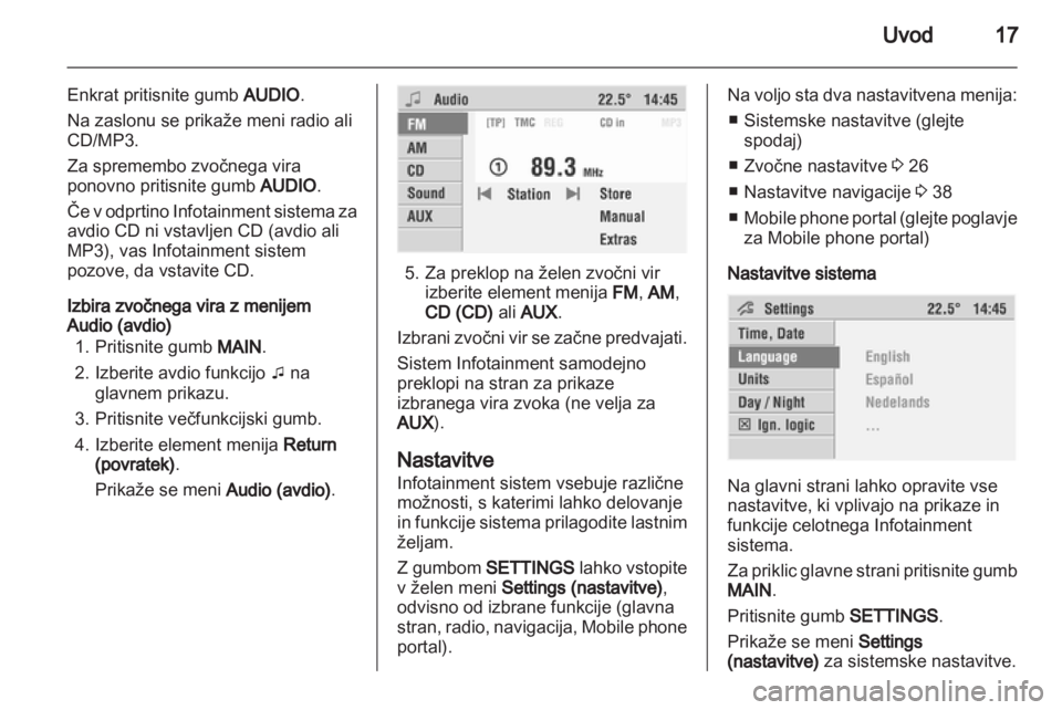 OPEL COMBO 2011  Navodila za uporabo Infotainment sistema 