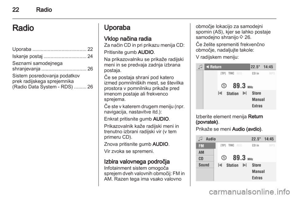 OPEL COMBO 2011  Navodila za uporabo Infotainment sistema 