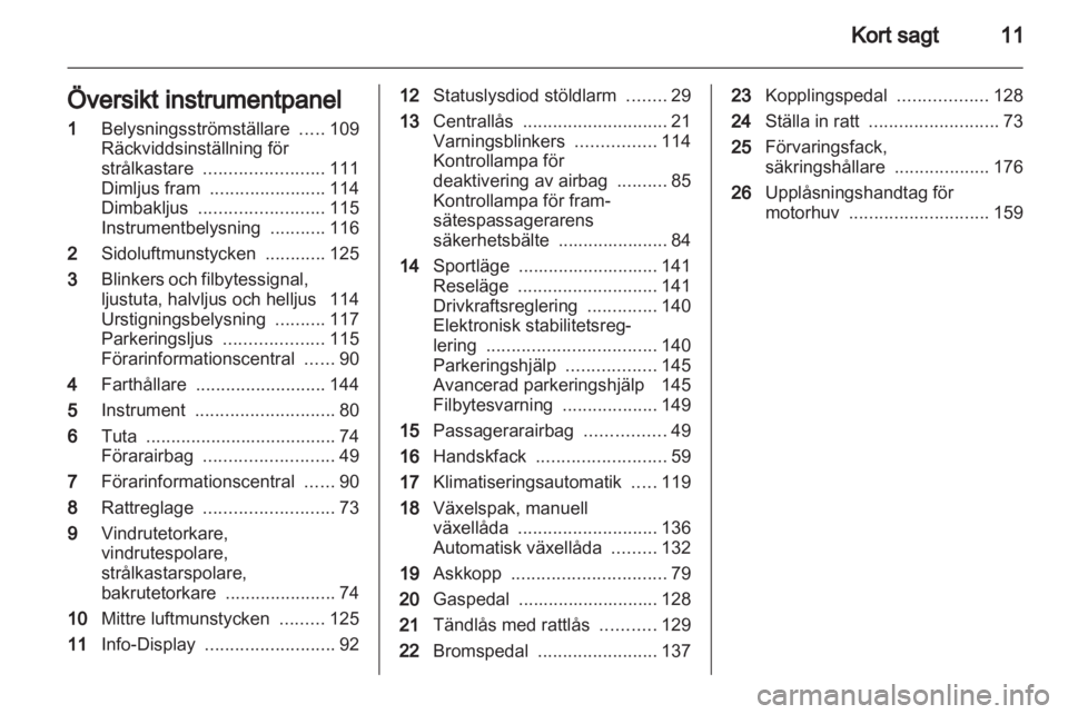OPEL INSIGNIA 2011.5  Instruktionsbok 