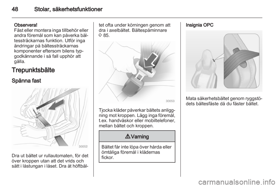 OPEL INSIGNIA 2012  Instruktionsbok 