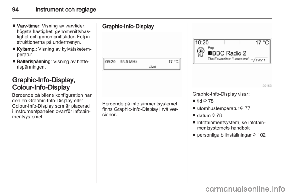 OPEL INSIGNIA 2012  Instruktionsbok 