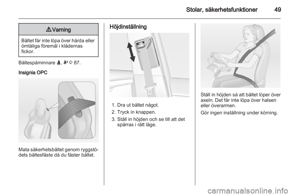 OPEL INSIGNIA 2013.5  Instruktionsbok 