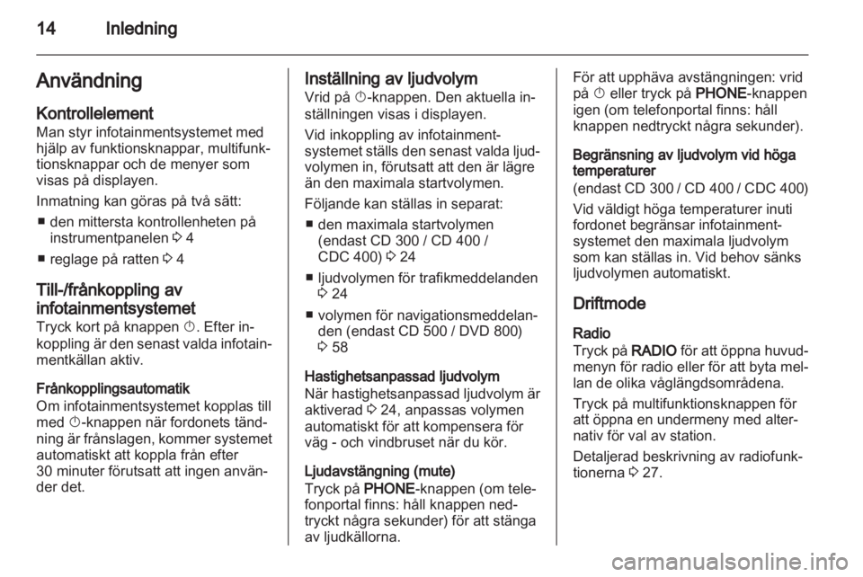 OPEL MERIVA 2011  Handbok för infotainmentsystem 