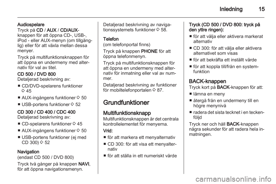 OPEL MERIVA 2011  Handbok för infotainmentsystem 