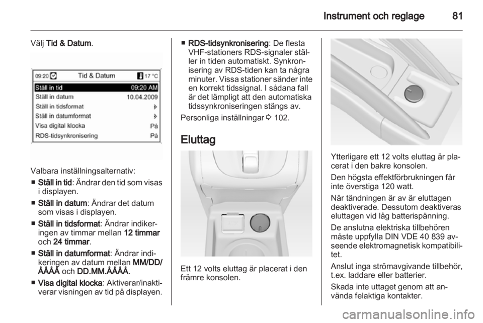 OPEL MERIVA 2011  Instruktionsbok 