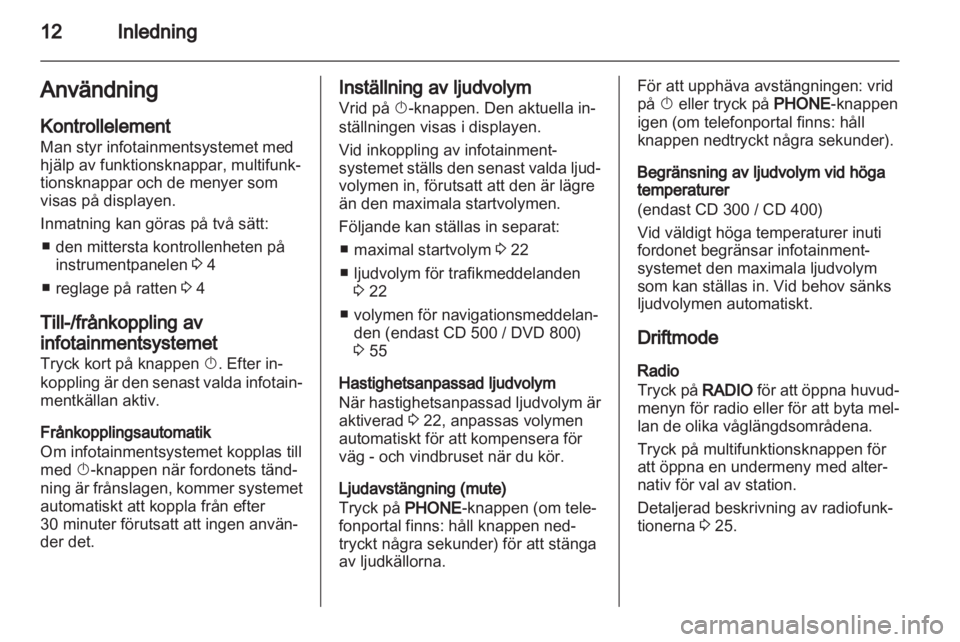 OPEL MERIVA 2011.25  Handbok för infotainmentsystem 