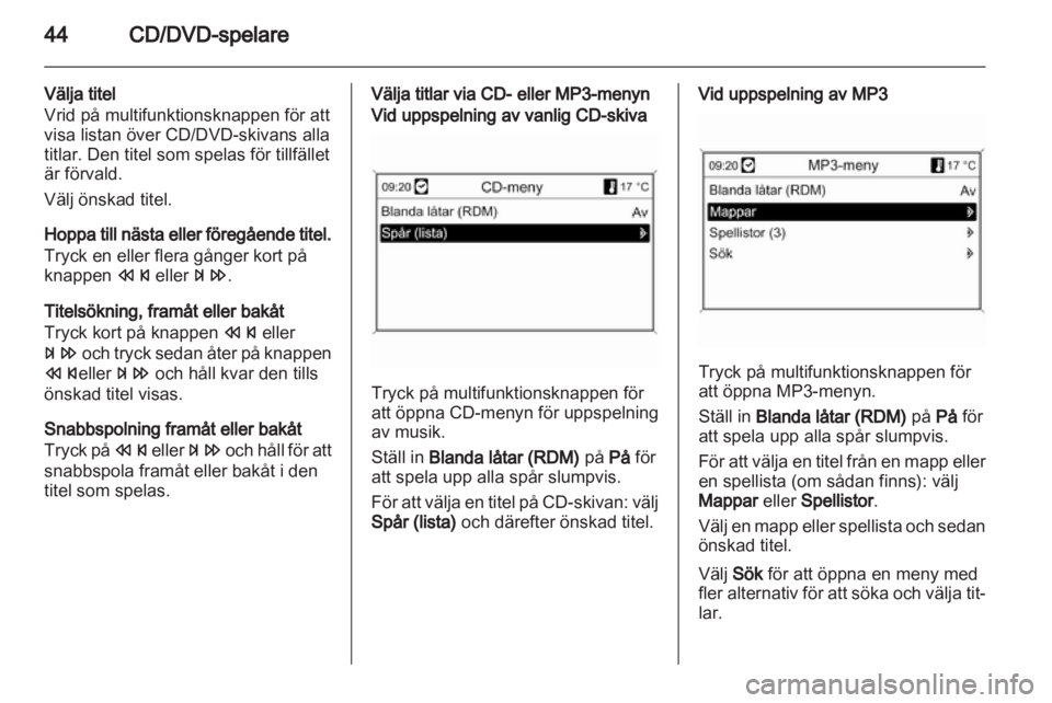 OPEL MERIVA 2011.25  Handbok för infotainmentsystem 