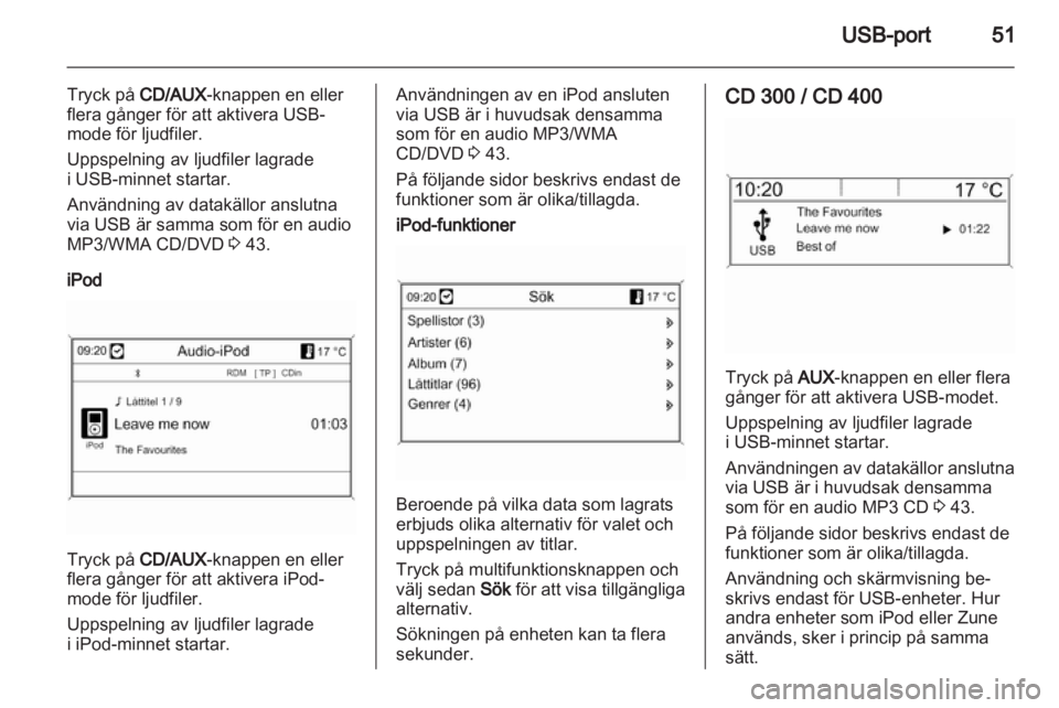 OPEL MERIVA 2011.5  Handbok för infotainmentsystem 