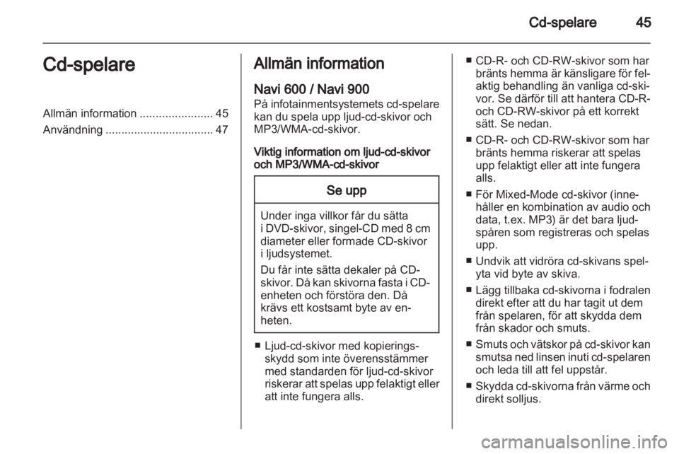 OPEL MERIVA 2012  Handbok för infotainmentsystem 