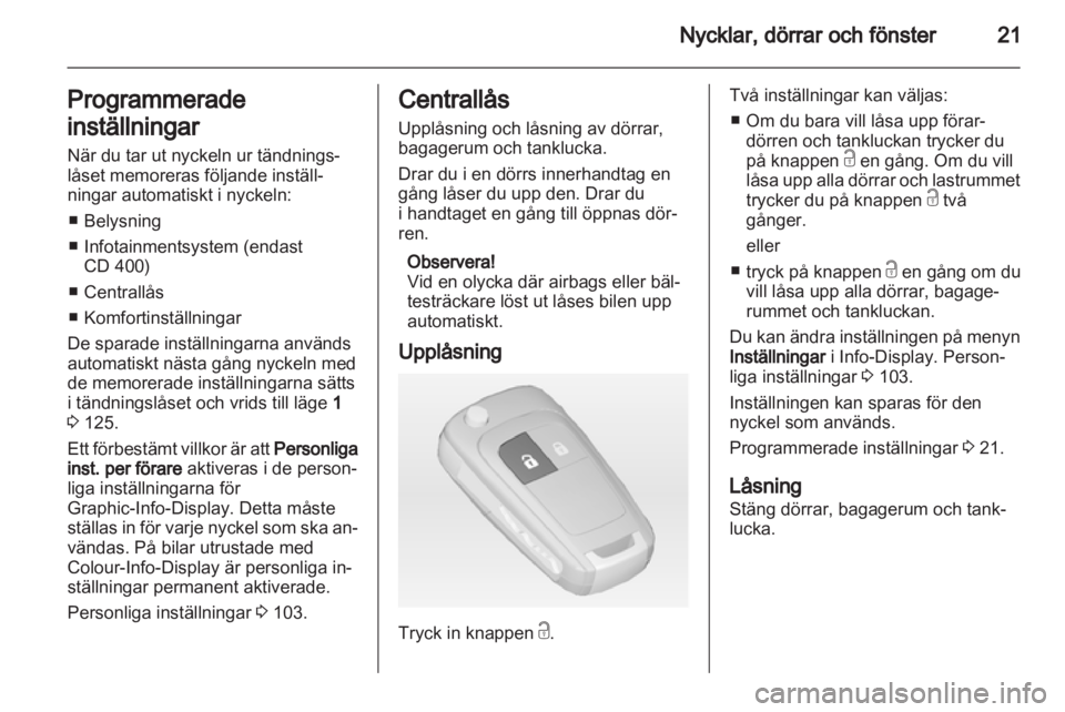 OPEL MERIVA 2012  Instruktionsbok 