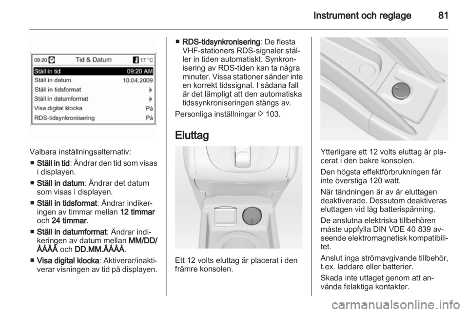 OPEL MERIVA 2012  Instruktionsbok 
