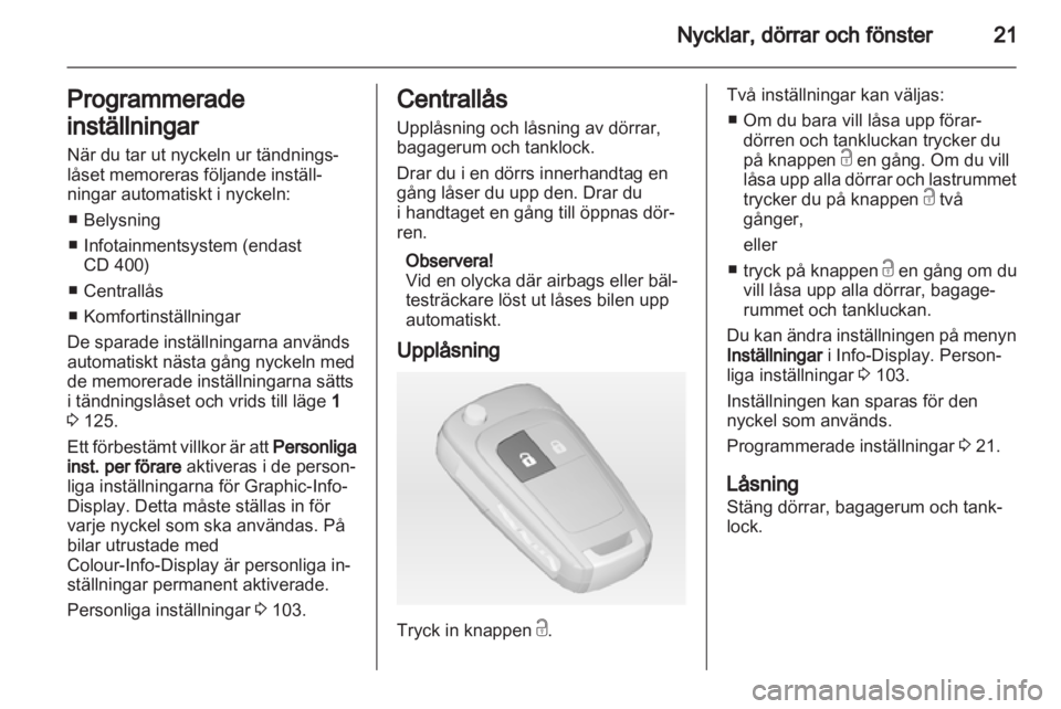OPEL MERIVA 2012.5  Instruktionsbok 