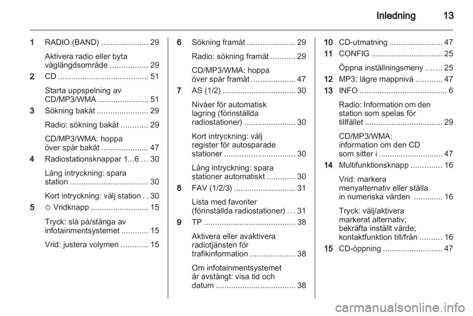 OPEL MERIVA 2013  Handbok för infotainmentsystem 