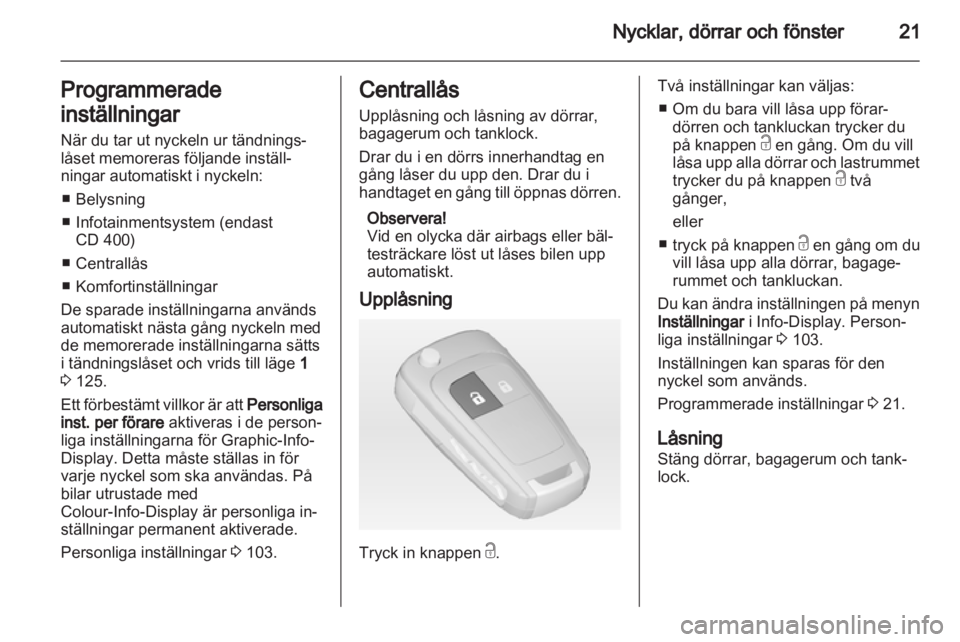 OPEL MERIVA 2013  Instruktionsbok 