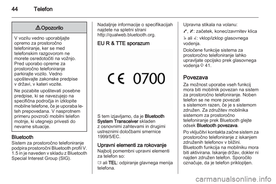 OPEL MOVANO_B 2010.5  Navodila za uporabo Infotainment sistema 