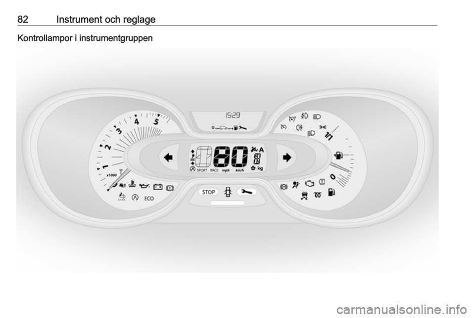 OPEL VIVARO B 2016  Instruktionsbok 82Instrument och reglageKontrollampor i instrumentgruppen 