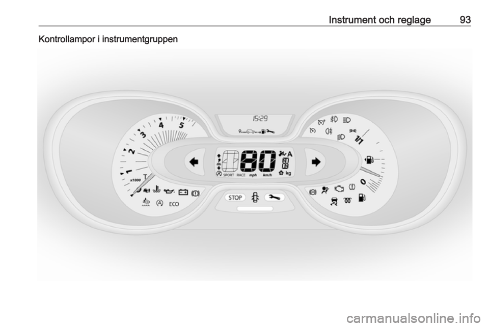 OPEL VIVARO B 2019  Instruktionsbok Instrument och reglage93Kontrollampor i instrumentgruppen 