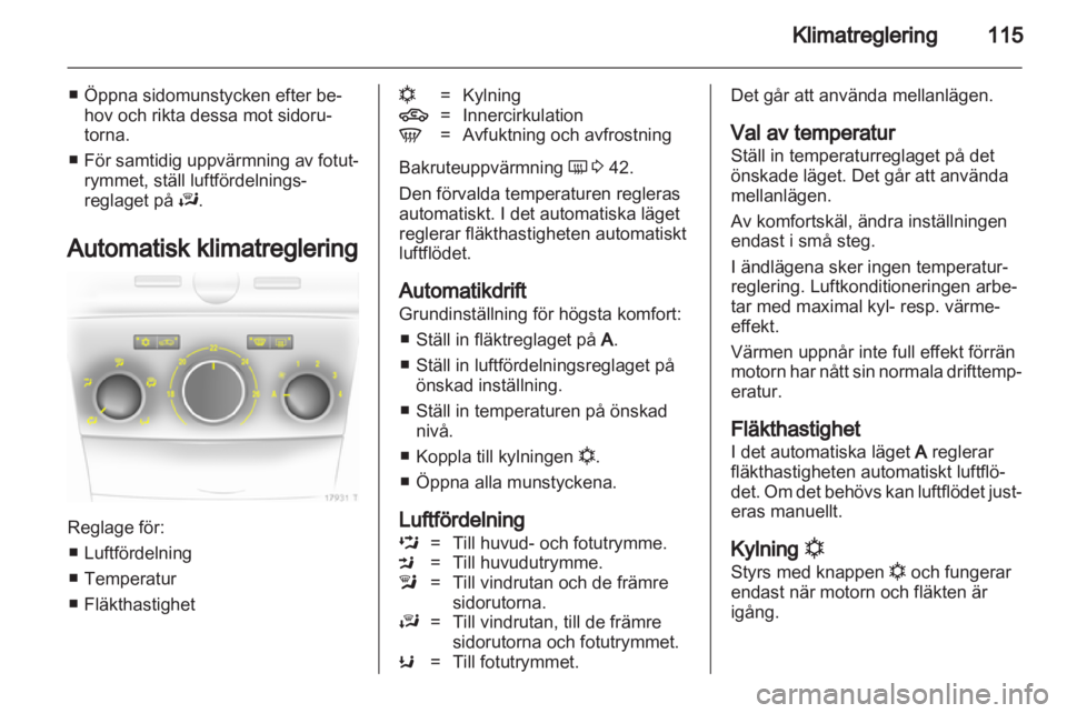 OPEL ZAFIRA 2012  Instruktionsbok 