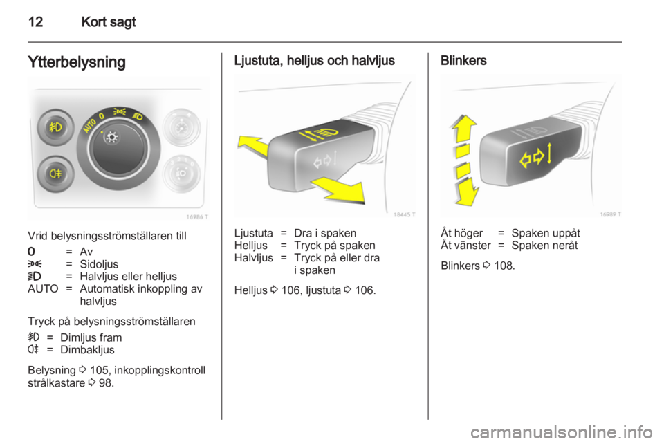OPEL ZAFIRA 2012  Instruktionsbok 